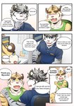 anthro blush clothing comic dialogue english_text felid gym_pals h155296 hi_res male mammal myosotis_(gym_pals) pal_(gym_pals) pantherine text tiger