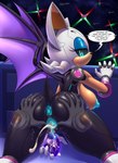 android anthro bat bodily_fluids chaos_emerald cum cum_in_pussy cum_inside cum_splatter dialogue disembodied_hand duo english_text female gem genital_fluids genitals heart_eyes heart_symbol hi_res machine male male/female mammal mecha_rouge mykiio pussy robot rouge_the_bat sega sonic_the_hedgehog_(series) spread_pussy spreading text