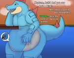 2023 after_vore alligator alligatorid annoyed_pred avian belly big_belly bird blue_body bluebird burping crocodilian death dialogue digestion digital_drawing_(artwork) digital_media_(artwork) duo eastern_bluebird english_text fatal_vore feraligatr fully_inside generation_2_pokemon hi_res male male/male male_pred male_prey neptune_mereaux nintendo obese open_mouth oral_vore oscine overweight partially_submerged passerine pecs pokemon pokemon_(species) reptile scalie slightly_chubby slightly_chubby_male solo_focus swimming talking_to_another tastytales teeth text thick_thighs thrush_(bird) vore weight_gain