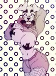 anthro big_breasts breasts canid canine canis domestic_dog female hi_res kom_(komdog) mammal pasties simple_background smokedsoul35 solo standing text thick_thighs wide_hips