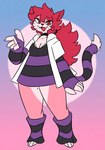 Rating: s
ID: 5588132
Date: 2025-05-21 10:56:34 -0400
Status: active
Score: 12
anthro breasts choker cleavage clothed clothing domestic_cat dress felid feline felis female fur furgonomics hair heart_eyes heart_symbol hi_res jewelry looking_at_viewer mammal markings mole_(marking) necklace nerdyreindeer open_mouth pattern_clothing pink_body pink_fur ponytail red_eyes red_hair short_dress smile solo striped_clothing stripes tail tail_clothing tail_warmer thick_tail post #5588132