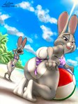 3:4 anthro ball beach beach_ball bikini bonnie_hopps butt camera clothing daughter_(lore) disney duo feet female hi_res inflatable judy_hopps lagomorph leporid link6432 looking_at_viewer mammal mature_female mother_(lore) mother_and_child_(lore) mother_and_daughter_(lore) parent_(lore) parent_and_child_(lore) parent_and_daughter_(lore) posing_for_picture rabbit seaside soles swimwear two-piece_swimsuit zootopia