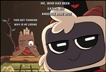 Rating: s
ID: 4777107
Date: 2024-05-11 17:22:52 -0400
Status: active
Score: 191
0xochitlsketches0 2_horns anthro board_game bovid bovine caprine confusion cult_of_the_lamb d6 dice dog_playing_chess duo english_text follower_(cult_of_the_lamb) hi_res horizontal_pupils horn humor knucklebones lamb_(cult_of_the_lamb) looking_at_viewer male mammal massive_monster_(studio) meme murid murine pupils rat ratau_(cult_of_the_lamb) red_crown_(cult_of_the_lamb) rodent scar scarf sheep signature smile text post #4777107
