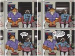 Rating: s
ID: 3700809
Date: 2022-11-19 11:07:57 -0500
Status: active
Score: 140
absurd_res anthro asterion_(minotaur_hotel) base_two_layout book cane clothing collared_shirt comic dialogue domestic_cat dress_shirt duo_focus elderly elderly_female english_text felid feline felis female four_frame_grid four_frame_image graffiti grid_layout group handbag hi_res humiliation humor inside_train male mammal miles_(nanoff) minotaur_hotel muscular muscular_male nanoff one_eye_closed pantherine perfume pijurro public_transportation reading reading_book scalie shirt siamese sitting sniffing speech_bubble subway suit text the_fountainhead_(book) tiger topwear train two_row_layout vehicle wink winking_at_another post #3700809