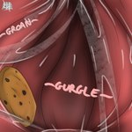 1:1 anthro bodily_fluids cookie digital_media_(artwork) felid first_person_view food hi_res inside_stomach internal leonheart54115 leonheart54115_(character) lion macro male mammal oral_vore organs pantherine saliva soft_vore sound_effects stomach unseen_pred vore