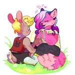 2018 allison_goleta anthro blynxee canid canine duo female female/female field flower flower_crown fox happy heart_symbol lagomorph leporid mammal melody_amaranth musical_note musical_symbol plant rabbit simple_background super_lesbian_animal_rpg symbol trans_(lore) trans_woman_(lore) white_background