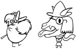 2018 ambiguous_gender anthro avian beak berdly bird black_and_white bovid breasts caprine chest_tuft clothing darkner deltarune digital_drawing_(artwork) digital_media_(artwork) dress duo eyebrows eyewear feathers female feral floppy_ears glasses goat hair hat headgear headwear hi_res horn line_art lop_ears mammal monochrome procreate_(artwork) ralsei scarf schreckengast simple_background tail tail_feathers teeth tongue tongue_out tuft undertale_(series) white_background wizard_hat