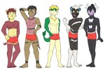 3:2 anthro anthrofied blitzle boxer_briefs boxer_briefs_only clothed clothing fuze generation_5_pokemon gothorita group hi_res krokorok male mienfoo navel nintendo nipples pokemon pokemon_(species) pokemorph servine simple_background topless underwear underwear_only white_background