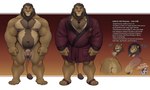 absurd_res aldrich_haynes_(thepurp) annoyed anthro balls bathrobe belly belly_hair big_penis body_hair butt chest_tuft clothing container cup english_text erection felid finn_(thepurp) flaccid footwear foreskin genitals hi_res jewelry lion male mammal mane mature_male model_sheet musclegut muscular muscular_male necklace nipples nude pantherine pecs penis robe sandals shoes slightly_chubby smile solo text thepurp thick_thighs tuft