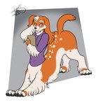 Rating: s
ID: 3661383
Date: 2022-10-31 10:54:09 -0400
Status: active
Score: 33
2021 anthro bird_dog black_claws black_pawpads canid canid_taur canine canine_taur canis cheek_tuft claws clothing digital_drawing_(artwork) digital_media_(artwork) dog_taur domestic_dog drawstring facial_tuft flat_colors floppy_ears freckles_(artist) full-length_portrait fur grey_background grey_eyes hair hoodie hunting_dog male mammal mammal_taur markings multicolored_body multicolored_fur open_mouth open_smile orange_body orange_fur pawpads paws pecas_(freckles) portrait purple_clothing purple_hoodie purple_topwear quadruped signature simple_background smile solo spaniel spots spotted_body spotted_fur tail taur topwear tuft two_tone_body two_tone_fur welsh_springer_spaniel white_body white_fur white_hair wide_eyed post #3661383