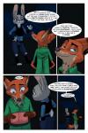 2018 akiric anthro belt bulletproof_vest canid canine car clothed clothing comic dialogue disney duo english_text female fox gloves_(marking) hand_on_hip holding_object inside_car judy_hopps lagomorph leporid male mammal markings nick_wilde night police police_uniform rabbit red_fox speech_bubble text true_fox uniform vehicle wet zootopia