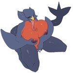 anthro barely_visible_genitalia barely_visible_pussy big_breasts blue_body breast_grab breast_squish breasts claws countershading dragon eyes_closed female fin fingering fingering_self garchomp generation_4_pokemon genitals hand_on_breast hi_res huge_breasts kneeling long_tongue luxurias masturbation mythological_creature mythological_scalie mythology nintendo nipples non-mammal_breasts non-mammal_nipples nude pokemon pokemon_(species) pussy red_body red_countershading scalie simple_background sitting solo squish tail tail_fin tanza_(halfmoon) tongue tongue_out vaginal vaginal_fingering vaginal_masturbation white_background