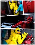 3_toes 3d_(artwork) 4_fingers against_surface against_wall animatronic anthro avian beak being_watched big_breasts bird blonde_hair blue_body blue_fur bracelet breasts canid canine chica_(fnaf) chicken comic crossgender digital_media_(artwork) eye_patch eyewear feet female fingers five_nights_at_freddy's fox foxy_(fnaf) fur galliform gallus_(genus) generation_7_pokemon geometryboymejia geometryboymejia_(character) group hair hi_res hook hook_hand jewelry looking_at_another lycanroc machine male male/female mammal masturbation mtf_crossgender multicolored_body multicolored_fur name_tag nintendo nipples nude penetration phasianid pokemon pokemon_(species) purple_eyes red_body red_fur red_hair robot scottgames sex spiked_bracelet spikes standing standing_sex thegeckoninja toes tongue tongue_out two_tone_body two_tone_fur vaginal vaginal_masturbation vaginal_penetration white_body white_fur yellow_body yellow_fur