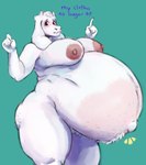 absurd_res anthro awful_lad belly big_belly big_breasts boss_monster_(undertale) bovid breasts caprine embarrassed female hi_res huge_belly hyper hyper_pregnancy mammal mature_female monster nude overweight overweight_female pregnant pregnant_anthro pregnant_female pubes solo stretch_marks thick_thighs toriel undertale undertale_(series) wide_hips