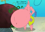 absurd_res anthro asterozoan belly belly_bed big_belly bikini bikini_bottom clothing dialogue duo echinoderm floral_print flower_cloud_(spongebob) groan groaning hand_on_belly hand_on_hip hand_on_own_belly hand_on_own_hip hi_res huge_belly looking_at_viewer male mandro22 marine navel navel_outline nickelodeon obese obese_anthro obese_male ocean_floor offering_to_viewer offscreen_character overweight overweight_anthro overweight_male patrick_star pink_body resting_on_belly rock rumbling_stomach sea sea_sponge slorsh sloshing_belly smile smiling_at_viewer smirk smirking_at_viewer solo spongebob_squarepants spongebob_squarepants_(character) starfish swimwear talking_to_another talking_to_viewer text two-piece_swimsuit water what_has_magic_done what_has_science_done where_is_your_god_now why