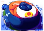 absurd_res ailurid bao_azalea belly big_belly big_breasts blue_body blue_fur blueberry_inflation breasts chubby_cheeks clothed clothing expansion female fur hi_res huge_belly huge_breasts hyper hyper_belly hyper_breasts immobile inflation mammal midriff permaberry red_panda rumbling_stomach sharkbubble solo