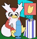 2_toes ambiguous_gender beak blush box container delibird digital_media_(artwork) dildo feet foot_fetish foot_play footjob generation_2_pokemon genitals hi_res nintendo pokemon pokemon_(species) secretsableye sex sex_toy solo text toes