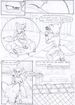 anthro black_and_white border bottomwear building canid canine close-up clothing cloud comic dialogue duo english_text eyes_closed fence footwear force_field fur grass hair hole_(pit) kangaroo kitfox-crimson looking_at_another looking_at_partner macropod male mammal marsupial monochrome multicolored_body multicolored_fur novus_(kitfox-crimson) open_mouth outside_border pants plant pockets prison ringo_(kitfox-crimson) shirt shoes sketch sky speech_bubble stolen_generation street sweater text topwear tower training two_tone_body two_tone_fur window wood wood_fence