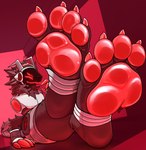 4_toes anthro claws feet foot_fetish foot_focus hi_res machine male pawpads paws protogen red_pawpads saaxon sitting soles solo toe_claws toes