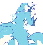 2023 anthro athletic athletic_anthro athletic_male blue_and_white blue_body blue_fur bunonthemoon fur furred_shark holding_object holding_plushie kissing kissing_plushie low_res male monochrome nude_anthro nude_male plushie solo standing white_body white_fur