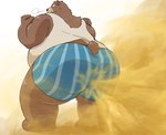 anthro bear belly big_belly big_butt blue_boxer_briefs blue_clothing blue_underwear boxer_briefs boxers_(clothing) breath brown_bear brown_body brown_fur butt character_request clothing digital_drawing_(artwork) digital_media_(artwork) fart fart_cloud fart_fetish fist fur hyper hyper_fart looking_back macro male male_farting mammal overweight rear_view shirt short_tail simple_background smile solo source_request stink_fumes suzume_333 tail tank_top topwear underwear ursine white_background white_clothing white_shirt white_tank_top white_topwear yellow_fart_cloud