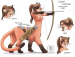 2007 aiming amber_eyes angry annoyed archery arrow_(weapon) bow_(weapon) breasts brown_hair chakat chakona_space confusion copper_color cougar english_text feet felid felid_taur feline female hair handpaw herm_(lore) hindpaw holding_object holding_weapon kacey long_hair longbow mammal mammal_taur model_sheet nipples paws quiver_(object) ranged_weapon side_view solo tail tales_of_the_folly taur text weapon whiskers windsong