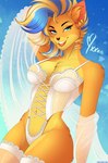 2024 absurd_res activision anthro arm_tuft bandicoot bedroom_eyes blonde_hair blue_eyes blue_hair breasts chaiteakitten chest_tuft clothing collarbone crash_bandicoot_(series) ear_piercing ear_ring eyebrows eyelashes female fur hair hand_on_neck hi_res inner_ear_fluff legwear lingerie looking_at_viewer mammal marsupial narrowed_eyes navel orange_body orange_fur piercing pirate_tawna ring_piercing seductive shoulder_tuft smile solo stockings tuft white_clothing white_lingerie yellow_body yellow_fur