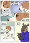 anthro blue_clothing blue_shirt blue_topwear boss brown_eyes canid canine canis clipboard clothing comic counter dialogue domestic_dog duo english_text exhausted eyewear frown fur gaikotsu glasses grey_body grey_eyes grey_skin hand_on_counter hi_res holding_chin holding_clipboard holding_object inner_monologue logo male mammal mr._tapiir name_drop name_in_dialogue pawpads pen pensive profanity shirt south_american_tapir speech_bubble tan_body tan_fur tapir tauski text thought_bubble tired tired_eyes topwear white_clothing white_shirt white_topwear writing_utensil