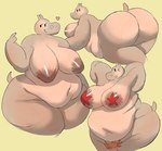 2024 anthro areola arthropod asterozoan beckoning belly big_breasts big_butt black_eyes breasts butt crab crustacean decapoda dot_eyes dreamworks echinoderm female gesture gloria_the_hippopotamus hands_behind_head heart_symbol hi_res huge_breasts ikiki love_handles madagascar_(series) malacostracan marine multiple_poses navel nipples nude obese obese_anthro obese_female one_eye_closed overweight overweight_anthro overweight_female pose solo starfish starfish_(accessory) starfish_bra thick_thighs wide_hips wink