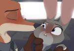 2017 absurd_res anthro blush buckteeth canid canine car claws clothed clothing comic disney duo eyes_closed female fox hand_holding hand_on_cheek hi_res inside_car inside_vehicle judy_hopps kissing lagomorph leporid male mammal necktie nick_wilde police police_uniform rabbit red_fox teeth true_fox uniform vehicle yitexity zootopia