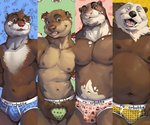 2020 anthro asian_small-clawed_otter balls_outline belly black_nose briefs brown_body brown_eyes brown_fur bulge clothed clothing countershade_torso countershading detailed_bulge eyes_closed eyewear fur furry-specific_brand genital_outline glasses group half-length_portrait lars_(rudderbutts) looking_at_viewer male mammal mike_(rudderbutts) moobs multicolored_body multicolored_fur multiple_images muscular muscular_male mustelid navel nipples otter overweight overweight_male penis_outline portrait river_otter rudderbutts sami_(rudderbutts) sea_otter senor_nutria text text_on_briefs text_on_clothing text_on_underwear tongue tongue_out two_tone_body two_tone_fur underwear underwear_only whiskers white_body white_fur xavier_(rudderbutts)