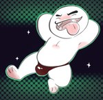 belly boo_(mario) breadbeast_(artist) bulge clothed clothing ghost half_naked hands_behind_head hi_res humanoid male mario_bros nintendo paws relaxing smile solo spirit spooky_dune tongue tongue_out underwear underwear_only white_body