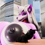 1:1 3d_(artwork) absurd_res adri164 anthro areola big_areola big_breasts black_areola black_body black_fur black_nipples black_penis black_wool blue_eyes bovid breasts canid canine canis caprine city city_background cityscape collar cult_caprine_(wolke) digital_media_(artwork) duo ear_tuft female fur genitals goat hair hi_res huge_breasts humanoid_genitalia humanoid_penis hyper hyper_breasts larger_female macro male male/female mammal masturbation nipples penis pink_body pink_fur size_difference slut_collar small_dom_big_sub smaller_male smaller_version_at_source submissive_macro tuft white_body white_fur white_hair wolf wool_(fur) yuni_hermit