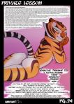 2018 absurd_res anthro blush breasts butt comic digital_media_(artwork) dreamworks english_text felid female fur genitals hi_res kung_fu_panda looking_at_viewer mammal master_tigress orange_body orange_fur pantherine presenting presenting_hindquarters pussy sabrotiger solo stripes text tiger wall_of_text