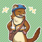 1:1 anthro armor brown_body brown_fur eyes_closed fur hard_hat headgear helmet low_res mammal mustelid musteline official_art open_mouth siberian_weasel smile solo tails_of_trainspot timo_(tails_of_trainspot) true_musteline unknown_artist weasel