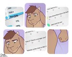 anthro bovid brown_hair caprine comic english_text eyebrows female fist goat hair hi_res jakethegoat kate_(jakethegoat) mammal percentage signature solo text