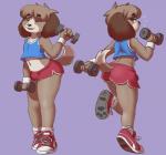 Rating: q
ID: 1780770
Date: 2019-02-01 04:28:53 -0500
Status: active
Score: 134
animal_crossing anthro biped bodily_fluids bottomwear bulge butt canid canine canis clothed clothing crop_top digby_(animal_crossing) digital_media_(artwork) domestic_dog dumbbell exercise eyes_closed footwear fur hair half-closed_eyes hi_res legwear looking_at_viewer looking_back male mammal midriff mr-shin multiple_images narrowed_eyes navel nintendo shaded shih_tzu shirt shoes shorts simple_background skimpy smile sneakers socks solo standing sweat tank_top topwear toy_dog underbutt weights wristband post #1780770