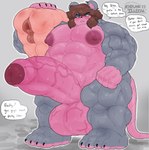 after_anal after_sex anonymous_character anthro balls barazoku big_nipples big_penis blush bodily_fluids bruised carrying_another carrying_over_shoulder carrying_partner drooling english_text fur genitals grey_body grey_fur hi_res huge_penis hyper hyper_genitalia hyper_penis intersex intersex/male khrunkisillegal looking_down male mammal murid murine musclegut muscular muscular_anthro nipples offscreen_character pecs penis pink_body profanity rat rodent roque_(khrunkisillegal) saliva simple_background stretched_anus sweat sweatdrop text vein veiny_arms veiny_balls veiny_muscles veiny_penis