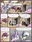 2014 apple_bloom_(mlp) bandage blue_eyes border colored comic crown cutie_mark_crusaders_(mlp) dagger day detailed_background dialogue diamond_tiara_(mlp) digital_media_(artwork) ears_down english_text equid equine female feral friendship_is_magic front_view fur furniture green_eyes grey_body grey_fur grey_mane group hasbro headgear hi_res hood horn horse long_ears looking_at_another mammal mane melee_weapon mouth_hold multicolored_mane my_little_pony mythological_creature mythological_equine mythology orange_body orange_fur outside pegasus pink_body pink_fur pink_mane pivoted_ears pony purple_border purple_eyes purple_mane red_bow red_mane scootaloo_(mlp) sign signature silver_spoon_(mlp) slitherpon speech_bubble sweetie_belle_(mlp) talking_feral text tiara toony trotting two_tone_mane two_tone_tail unicorn weapon white_body white_fur white_mane wings yellow_body yellow_eyes yellow_fur