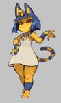 2024 5_fingers animal_crossing ankha_(animal_crossing) anthro bangs barefoot blue_claws blue_ears blue_eyes blue_fingernails blue_hair blue_nails bob_cut bottomwear breasts claws clothed clothed_anthro clothed_female clothing colored_nails digital_drawing_(artwork) digital_media_(artwork) domestic_cat dress egyptian egyptian_clothing feet felid feline felis female female_anthro finger_claws fingernails fingers full-length_portrait glare grey_background hair hand_on_hip hi_res looking_at_viewer mammal markings mouth_closed nails navel_outline nintendo noseless panties pattern_bottomwear pattern_clothing pattern_panties pattern_underwear piku184 portrait simple_background small_breasts solo standing striped_bottomwear striped_clothing striped_markings striped_panties striped_tail striped_underwear stripes tail tail_markings translucent translucent_clothing translucent_dress underwear uraeus usekh white_clothing white_dress wide_hipped_anthro wide_hipped_female wide_hips yellow_inner_ear