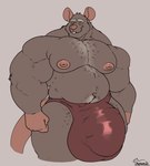 2024 anthro balls_outline big_bulge bulge clothing detailed_bulge genital_outline hi_res male mammal murid murine musclegut muscular overweight overweight_male penis_outline rat rodent simple_background smile solo underwear uniparasite