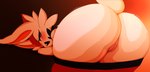 anthro blush butt cinderace clothing ephemilie female fur generation_8_pokemon genitals hi_res lagomorph mammal nintendo nude open_mouth pokemon pokemon_(species) pussy simple_background solo tail white_body white_fur