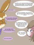 2011 3:4 ambiguous_gender anthro babystar biped chocolatekitsune_(character) comic detailed_background dialogue digital_media_(artwork) duo english_text eyes_closed eyewear fur gemma_polson glasses hair hi_res lagomorph leporid mammal rabbit rodent sciurid text tree_squirrel