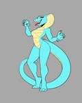 4:5 absurd_res anthro athletic blue_body blue_scales breasts claws featureless_breasts featureless_crotch female hi_res medium_breasts non-mammal_breasts nude red_claws red_eyes reptile scales scalie skinny sky_(sherb_art) snake solo tan_body tan_scales thick_thighs unknown_artist