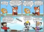 border canid canine clothed clothing comic costume dialogue english_text female fox foxdad fursuit fuzzt0ne hair hi_res human male mammal otamom spawts speech_bubble text url white_border youtuber zanthfolf