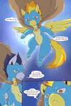 2:3 blue_body clothing cold-blooded-twilight comic dialogue duo english_text equid equine female feral friendship_is_magic hasbro hi_res male mammal moon my_little_pony mythological_creature mythological_equine mythology night pegasus skinsuit soarin_(mlp) spitfire_(mlp) star text tight_clothing wings wonderbolts_(mlp) yellow_body