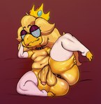 anthro anus balls bedroom_eyes big_balls big_butt big_penis blonde_hair butt choker chubby_girly clothed clothing cosplay crossdressing crown eyewear femboy genitals glasses gloves hair handwear headgear hi_res jewelry kamek kingofacesx koopa legwear lipstick looking_at_viewer lying magikoopa makeup male mario_bros moobs mostly_nude narrowed_eyes navel necklace nintendo on_back penis princess_peach scalie seductive slightly_chubby smile solo spiked_choker stockings teapot_(body_type) the_super_mario_bros_movie thick_thighs thigh_highs toeless_legwear toeless_stockings