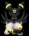 2023 4:5 alpha_channel anthro areola baemon bandai_namco big_breasts black_body breasts canid canine digimon digimon_(species) eeveelution female furball generation_2_pokemon hi_res hybrid looking_at_viewer mammal nintendo nipples nude pokemon pokemon_(species) renamon smile solo umbreon yellow_areola yellow_nipples