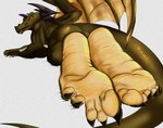 claws dragon feet foot_fetish foot_focus hudson_(zp92) humanoid_feet lying male mythological_creature mythological_scalie mythology on_front plantigrade pose robinthefox scalie soles solo teasing toes