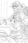 2024 2:3 absurd_res anthro arknights blush carp clothed clothing cyprinid cypriniform doctor_(arknights) dragon duo eyewear fish glasses gloves hair handwear hi_res hug hugging_another hugging_from_behind human hypergryph lee_(arknights) male male/male mammal marine monochrome moob_grab mythological_creature mythological_scalie mythology nipple_fetish nipple_pinch nipple_play pinch scalie shabi96522 sketch studio_montagne tail unexpected